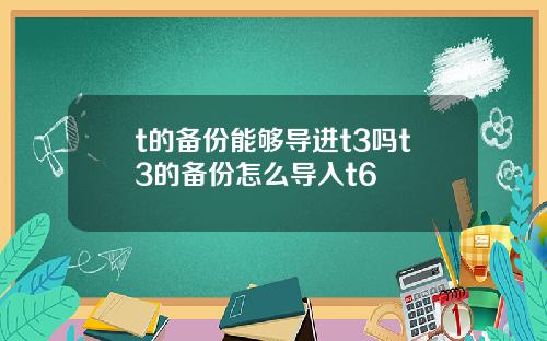 t的备份能够导进t3吗t3的备份怎么导入t6