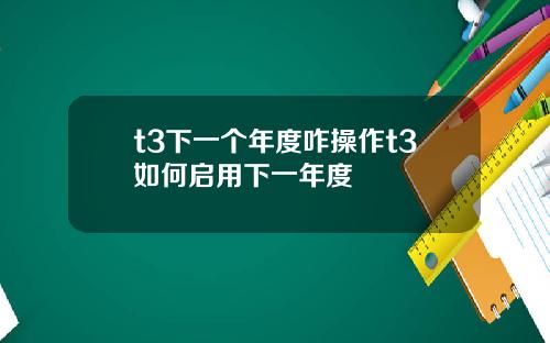 t3下一个年度咋操作t3如何启用下一年度