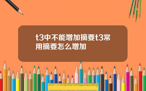t3中不能增加摘要t3常用摘要怎么增加