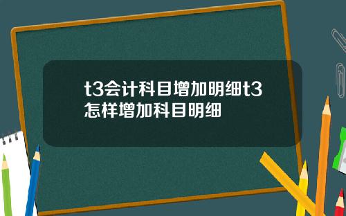 t3会计科目增加明细t3怎样增加科目明细