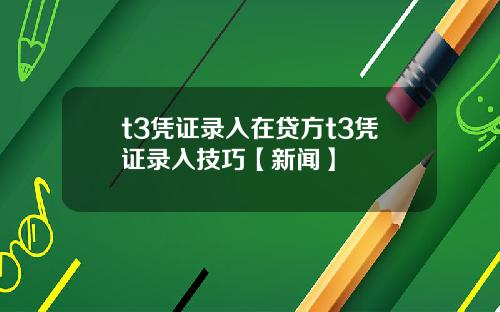 t3凭证录入在贷方t3凭证录入技巧【新闻】