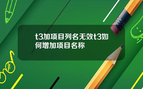 t3加项目列名无效t3如何增加项目名称