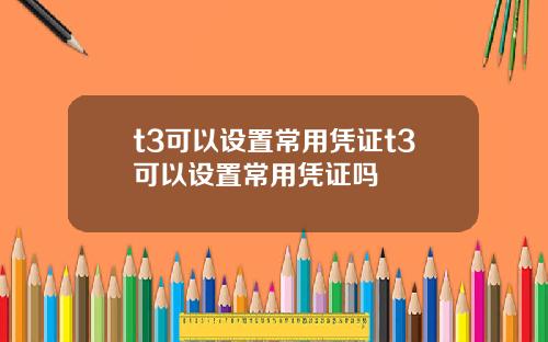 t3可以设置常用凭证t3可以设置常用凭证吗