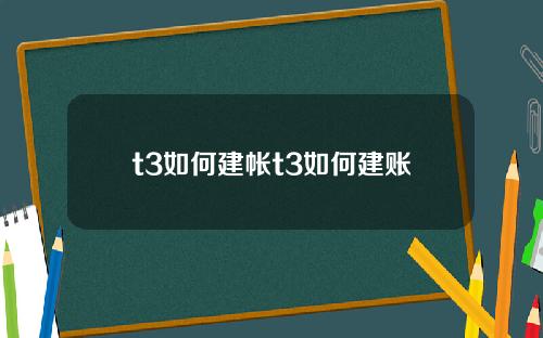 t3如何建帐t3如何建账