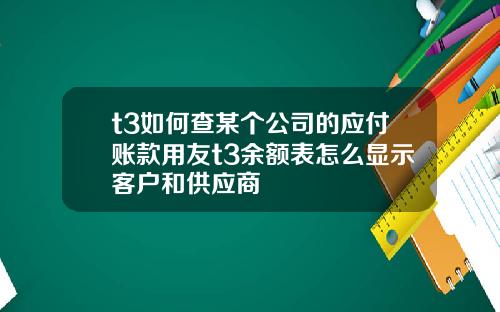 t3如何查某个公司的应付账款用友t3余额表怎么显示客户和供应商