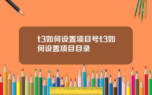 t3如何设置项目号t3如何设置项目目录