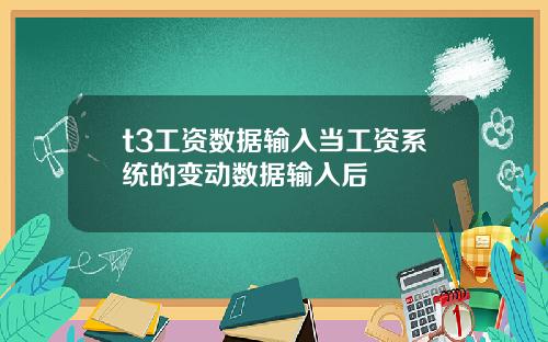 t3工资数据输入当工资系统的变动数据输入后