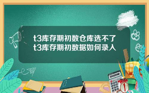 t3库存期初数仓库选不了t3库存期初数据如何录入