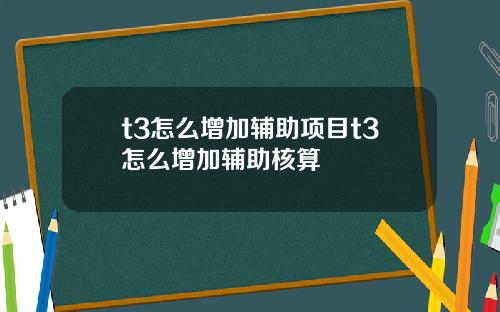 t3怎么增加辅助项目t3怎么增加辅助核算