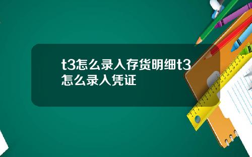 t3怎么录入存货明细t3怎么录入凭证