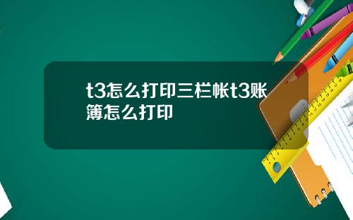 t3怎么打印三栏帐t3账簿怎么打印