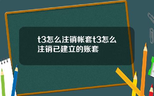 t3怎么注销帐套t3怎么注销已建立的账套