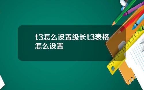 t3怎么设置级长t3表格怎么设置