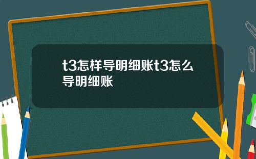 t3怎样导明细账t3怎么导明细账