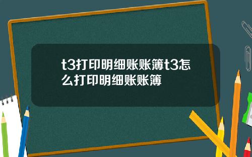 t3打印明细账账簿t3怎么打印明细账账簿