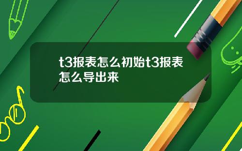t3报表怎么初始t3报表怎么导出来