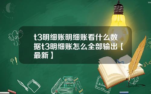 t3明细账明细账看什么数据t3明细账怎么全部输出【最新】