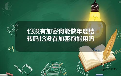 t3没有加密狗能做年度结转吗t3没有加密狗能用吗