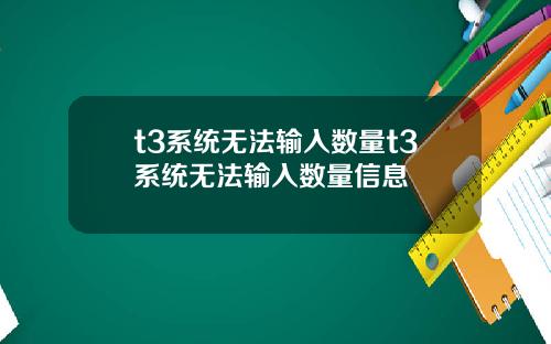 t3系统无法输入数量t3系统无法输入数量信息