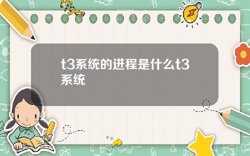 t3系统的进程是什么t3系统