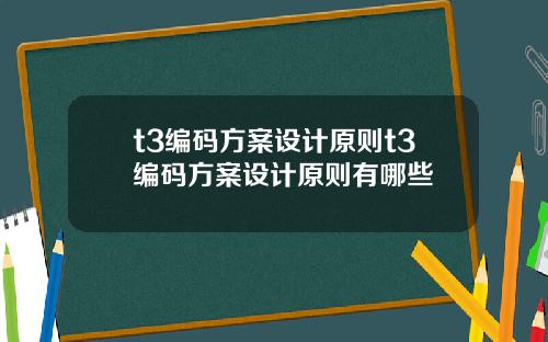 t3编码方案设计原则t3编码方案设计原则有哪些