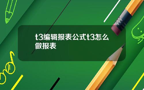 t3编辑报表公式t3怎么做报表