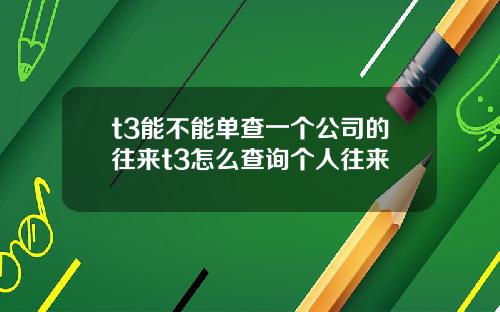 t3能不能单查一个公司的往来t3怎么查询个人往来