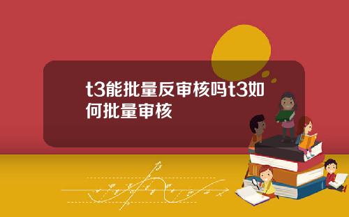 t3能批量反审核吗t3如何批量审核
