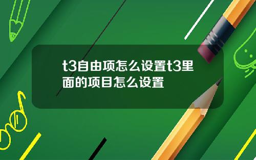 t3自由项怎么设置t3里面的项目怎么设置
