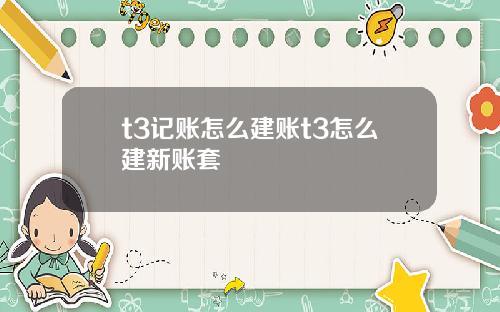 t3记账怎么建账t3怎么建新账套