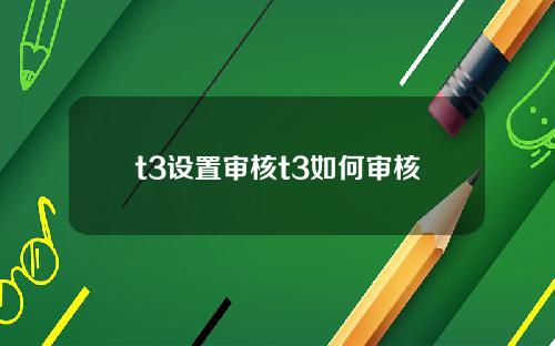 t3设置审核t3如何审核