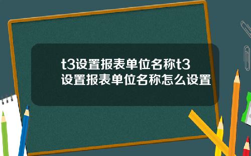 t3设置报表单位名称t3设置报表单位名称怎么设置