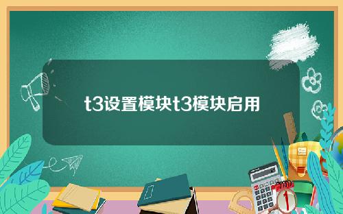 t3设置模块t3模块启用