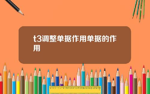 t3调整单据作用单据的作用