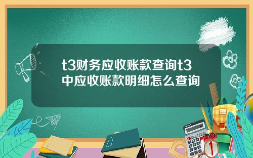 t3财务应收账款查询t3中应收账款明细怎么查询
