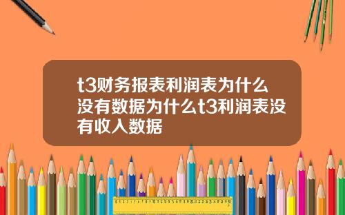 t3财务报表利润表为什么没有数据为什么t3利润表没有收入数据