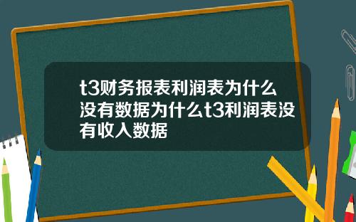 t3财务报表利润表为什么没有数据为什么t3利润表没有收入数据