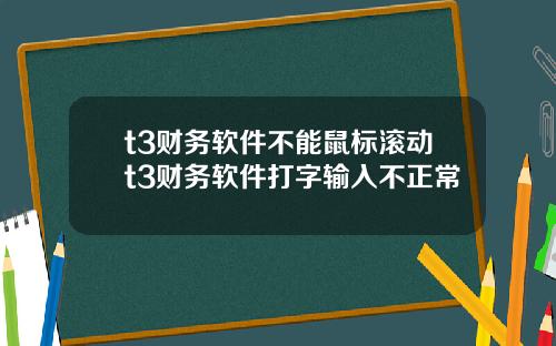 t3财务软件不能鼠标滚动t3财务软件打字输入不正常