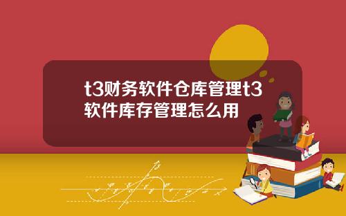 t3财务软件仓库管理t3软件库存管理怎么用
