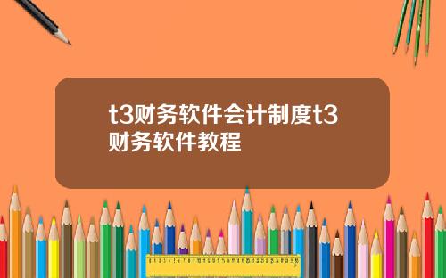 t3财务软件会计制度t3财务软件教程