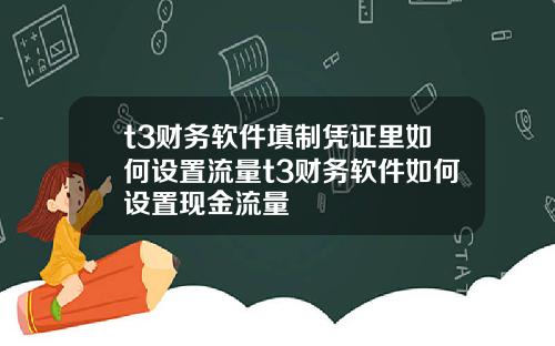 t3财务软件填制凭证里如何设置流量t3财务软件如何设置现金流量