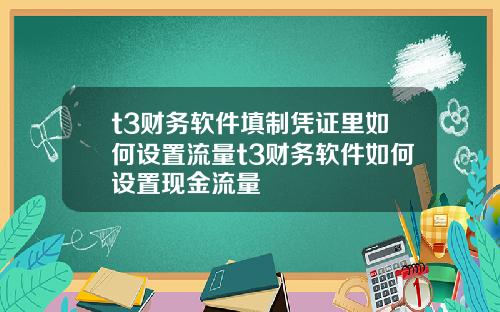 t3财务软件填制凭证里如何设置流量t3财务软件如何设置现金流量