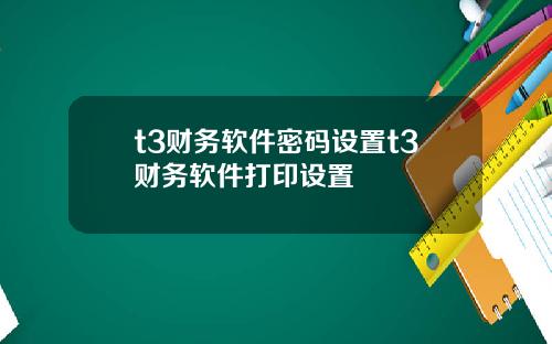 t3财务软件密码设置t3财务软件打印设置