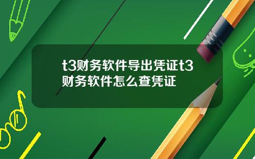 t3财务软件导出凭证t3财务软件怎么查凭证