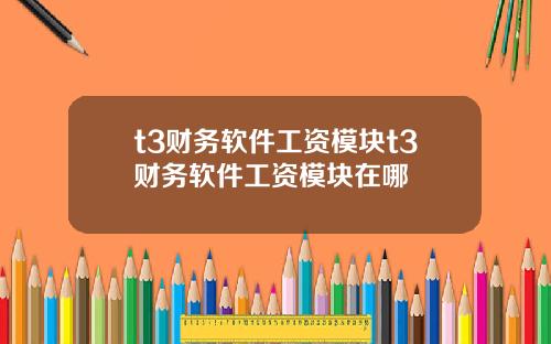 t3财务软件工资模块t3财务软件工资模块在哪