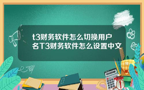 t3财务软件怎么切换用户名T3财务软件怎么设置中文