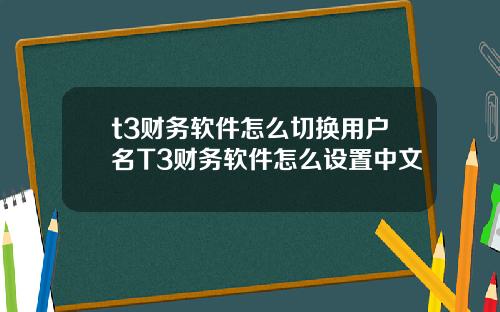 t3财务软件怎么切换用户名T3财务软件怎么设置中文