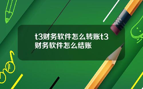 t3财务软件怎么转账t3财务软件怎么结账