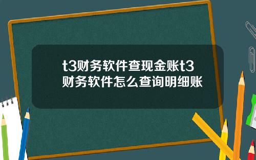 t3财务软件查现金账t3财务软件怎么查询明细账