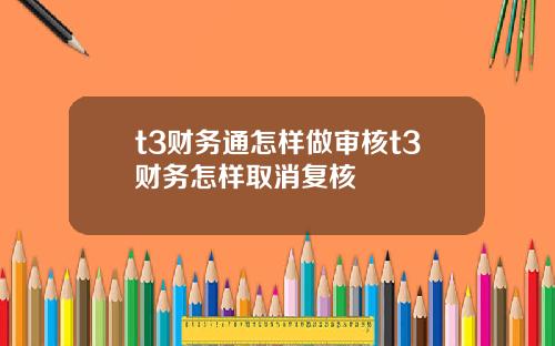 t3财务通怎样做审核t3财务怎样取消复核